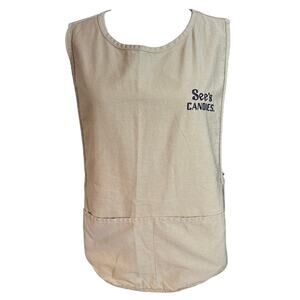 See's Candies Employee Vest Smock Apron in Tan with Logo One Size